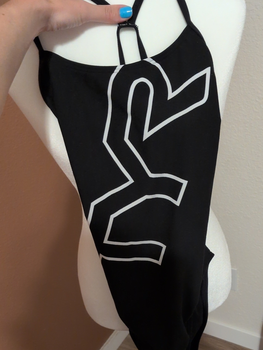 TYR Black One-Piece Swimsuit with White Graphic